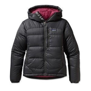 Patagonia Fitz Roy Down Hoody. Dark Grey & Fuchsia. Women’s Small.